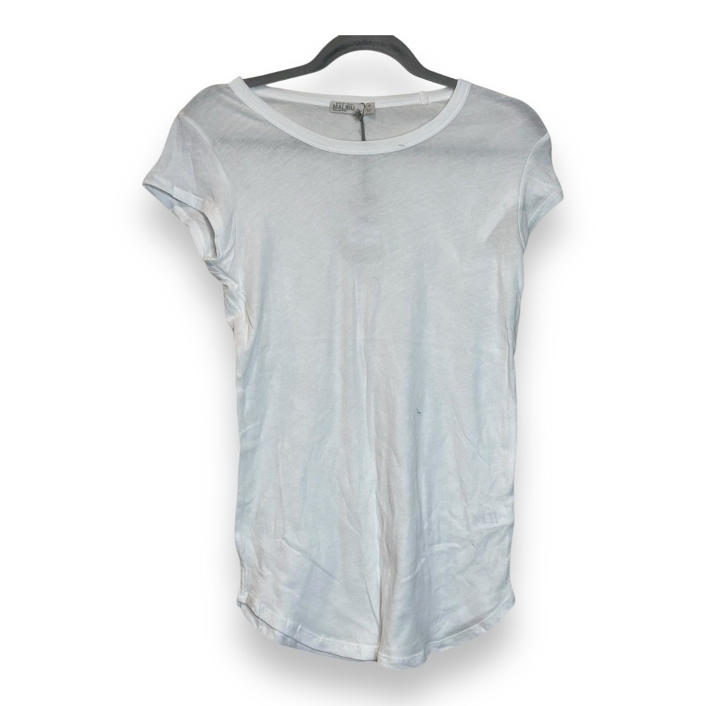 BAREFOOT MC WOMEN'S LOOSE JERSEYCAP SLEEVE TEE WHITE SZ‎ M